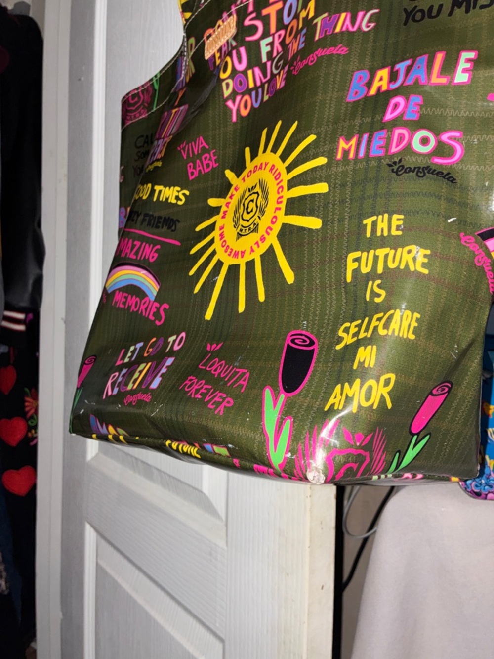 Consuela Black Tote with Bright Yellow Sun & Multicolor Graphics - Picture 3 of 4